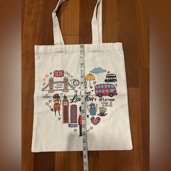 White Canvas London Graphic Tote Bag - Picture 3 of 5